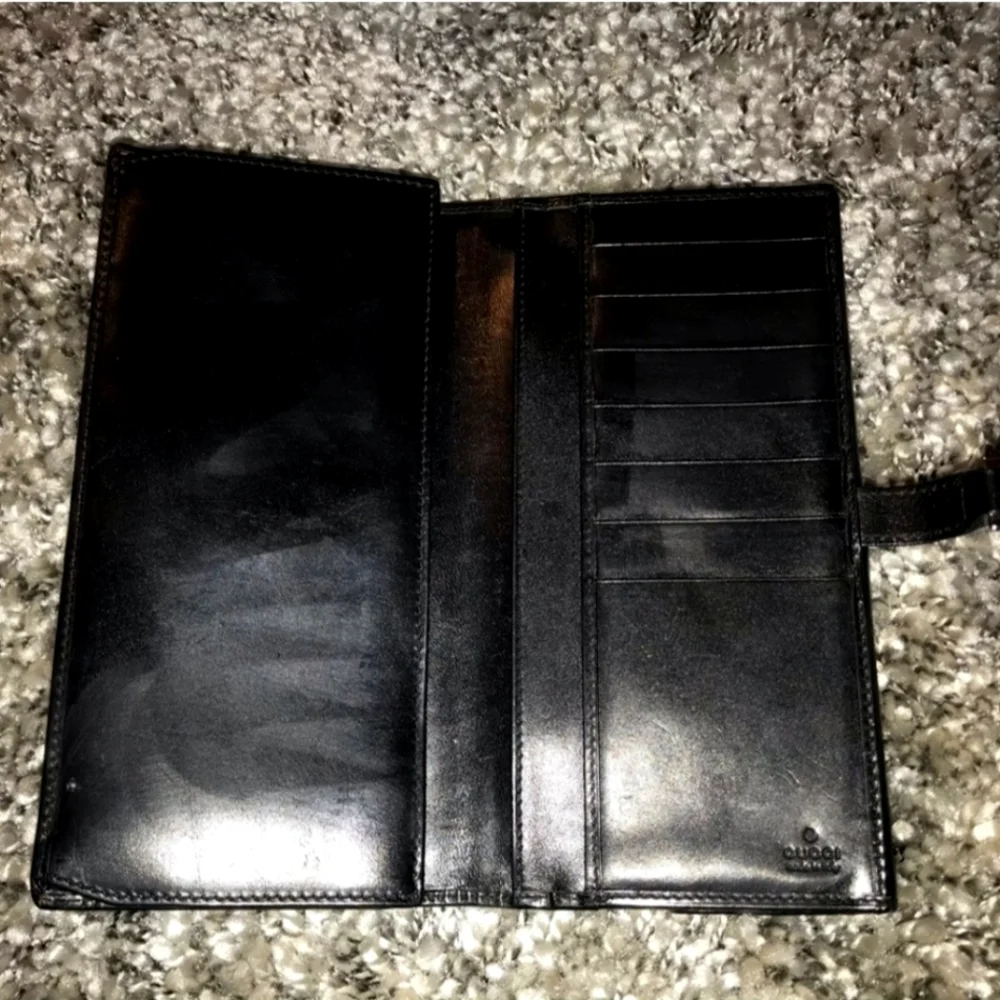 GUCCI Jackie O Leather Bifold Long Wallet Black
